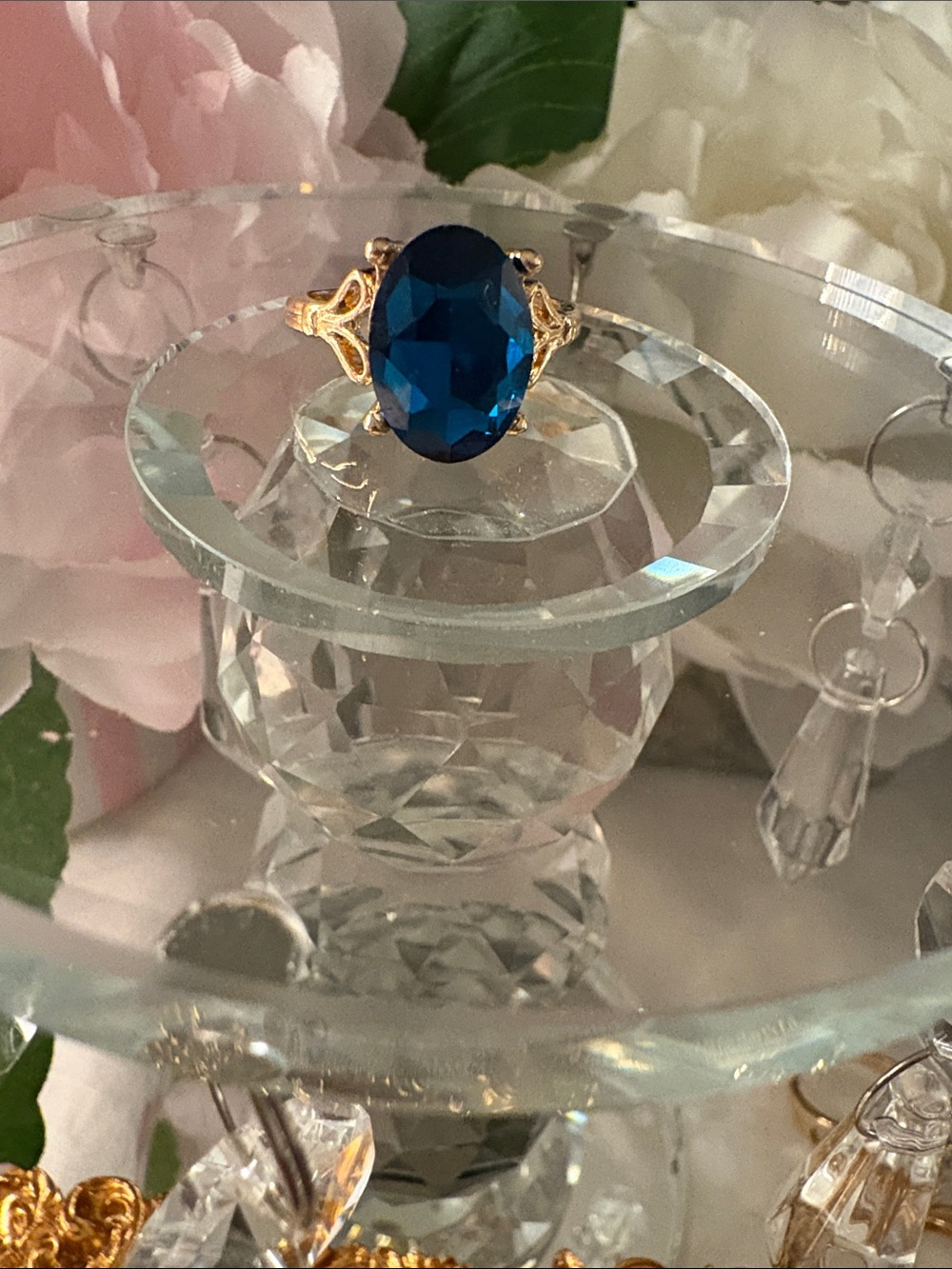 Deep London Blue Oval Austrian Crystal.